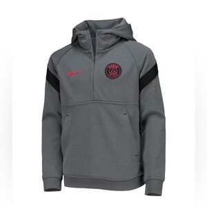 Paris Saint-Germain Nike Youth Quarter-Zip Hoodie. Charcoal. Size XS (6X).